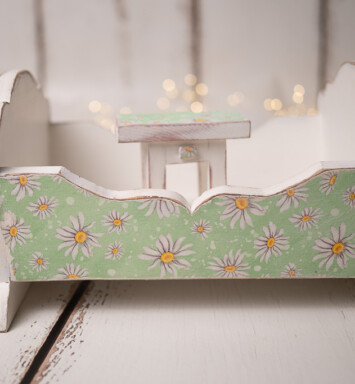 Pătuț Lovely Little Cradle Flower Set - green